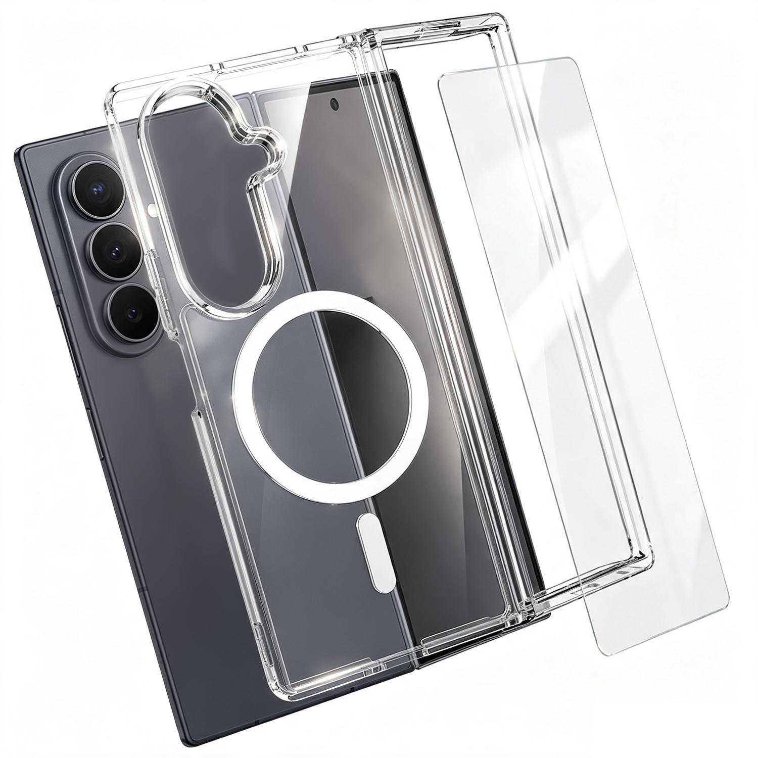 2 in 1 Set TPU + PC Clear Magnetic Phone Case with High Alumina Tempered Film For Galaxy Z Fold7 5G - Shopkiz.com