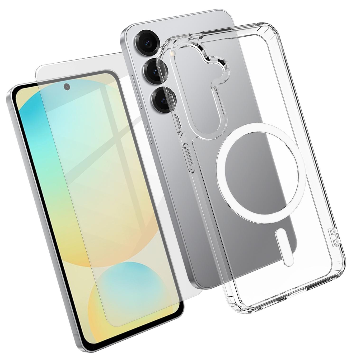 2 in 1 Set TPU + PC Clear Magnetic Phone Case with High Alumina Tempered Film For Galaxy S24 FE 5G - Shopkiz.com