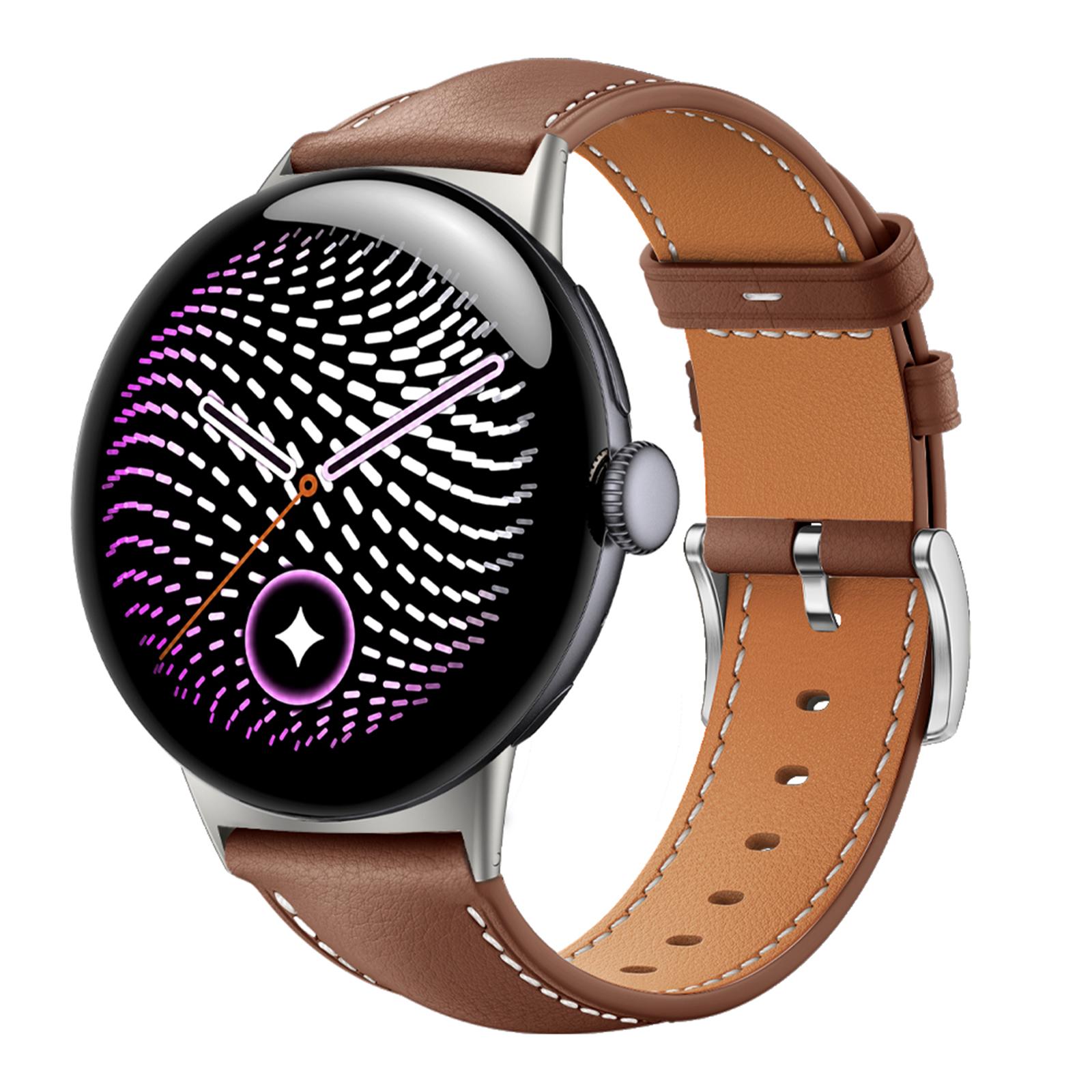 For Google Pixel Watch 5 / 4 / 3 45mm Pin Buckle Genuine Leather Watch Band(Brown) - Shopkiz.com