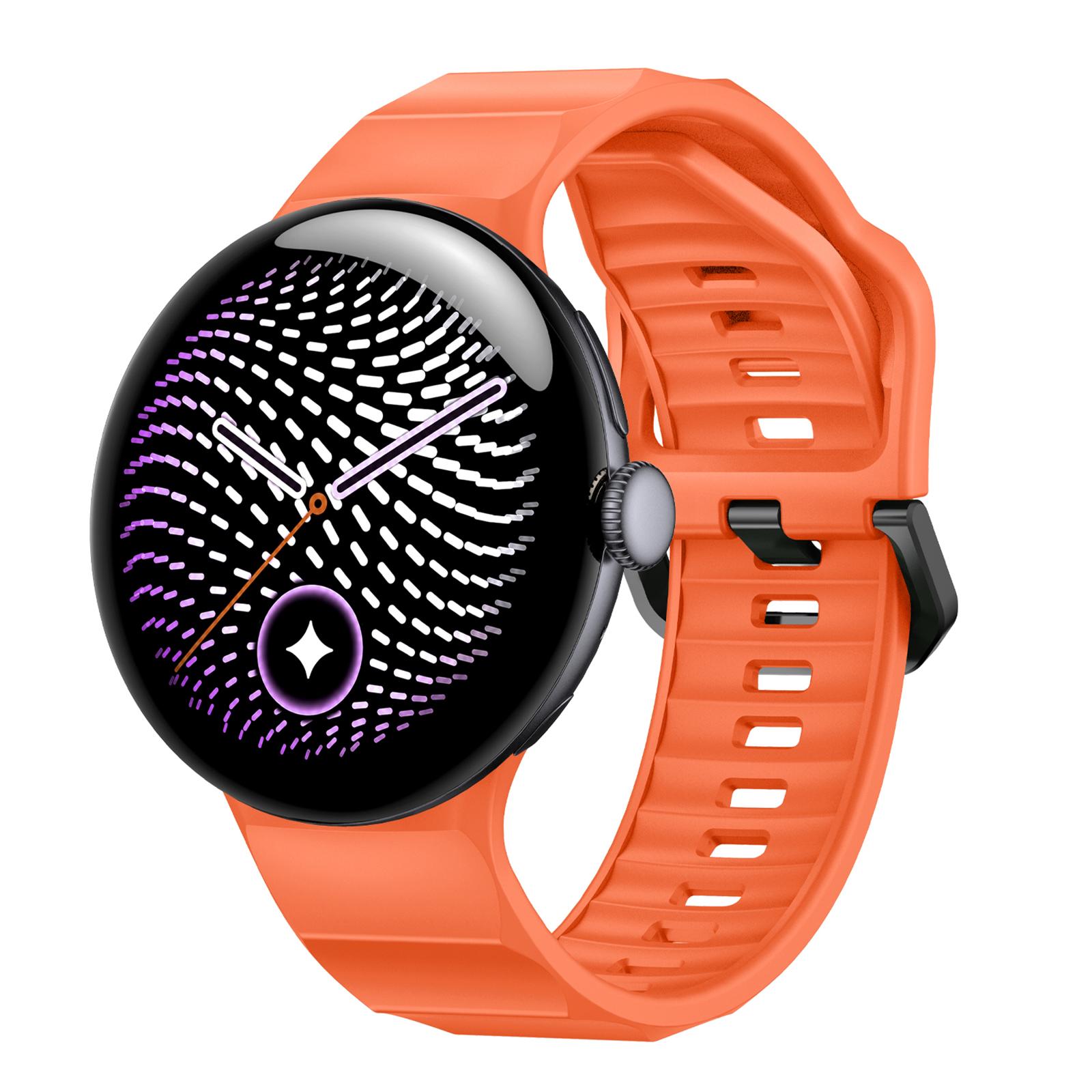 For Google Pixel Watch 5 / 4 / 3 45mm Wave Texture Solid Color Silicone Watch Band(Orange) - Shopkiz.com