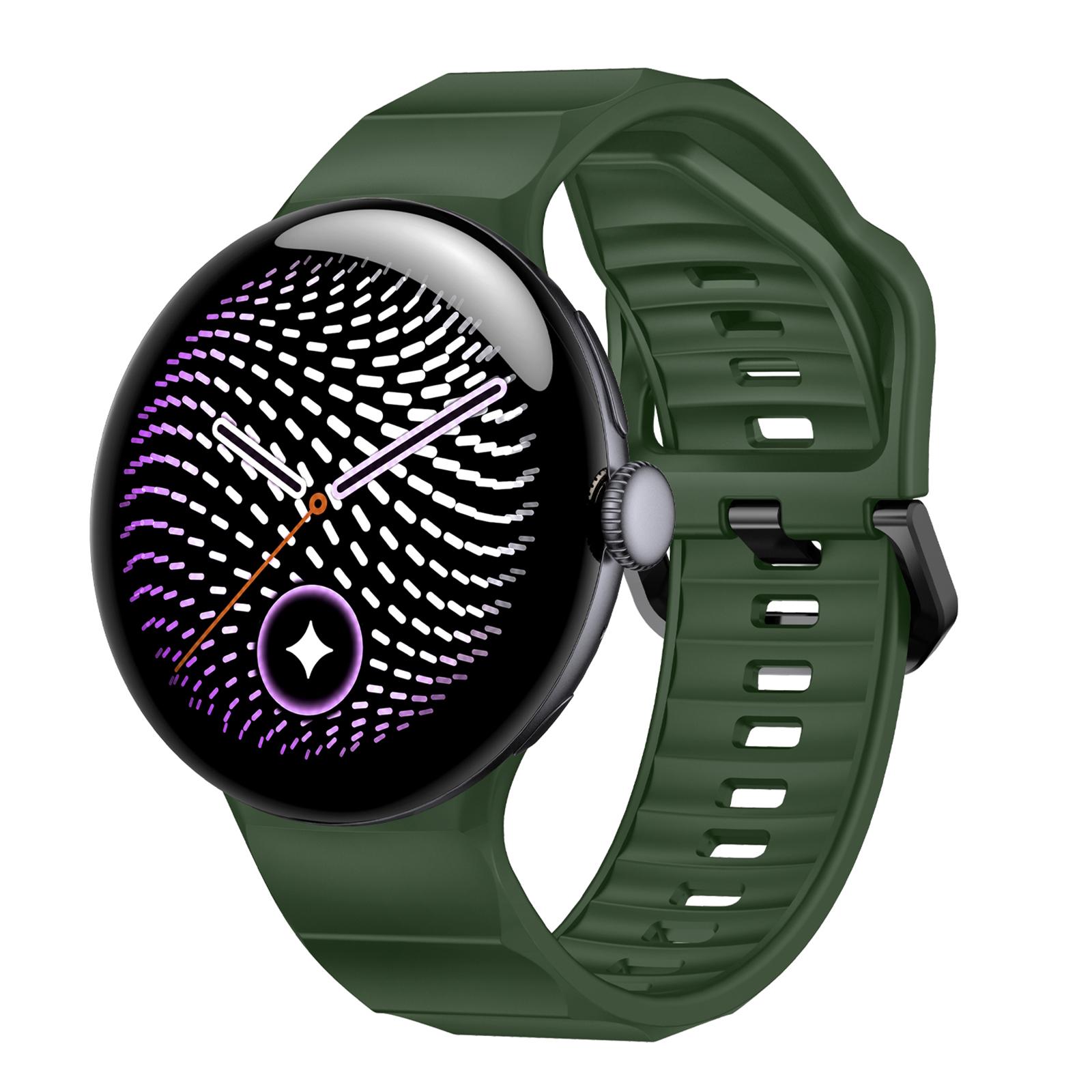 For Google Pixel Watch 5 / 4 / 3 45mm Wave Texture Solid Color Silicone Watch Band(Green) - Shopkiz.com