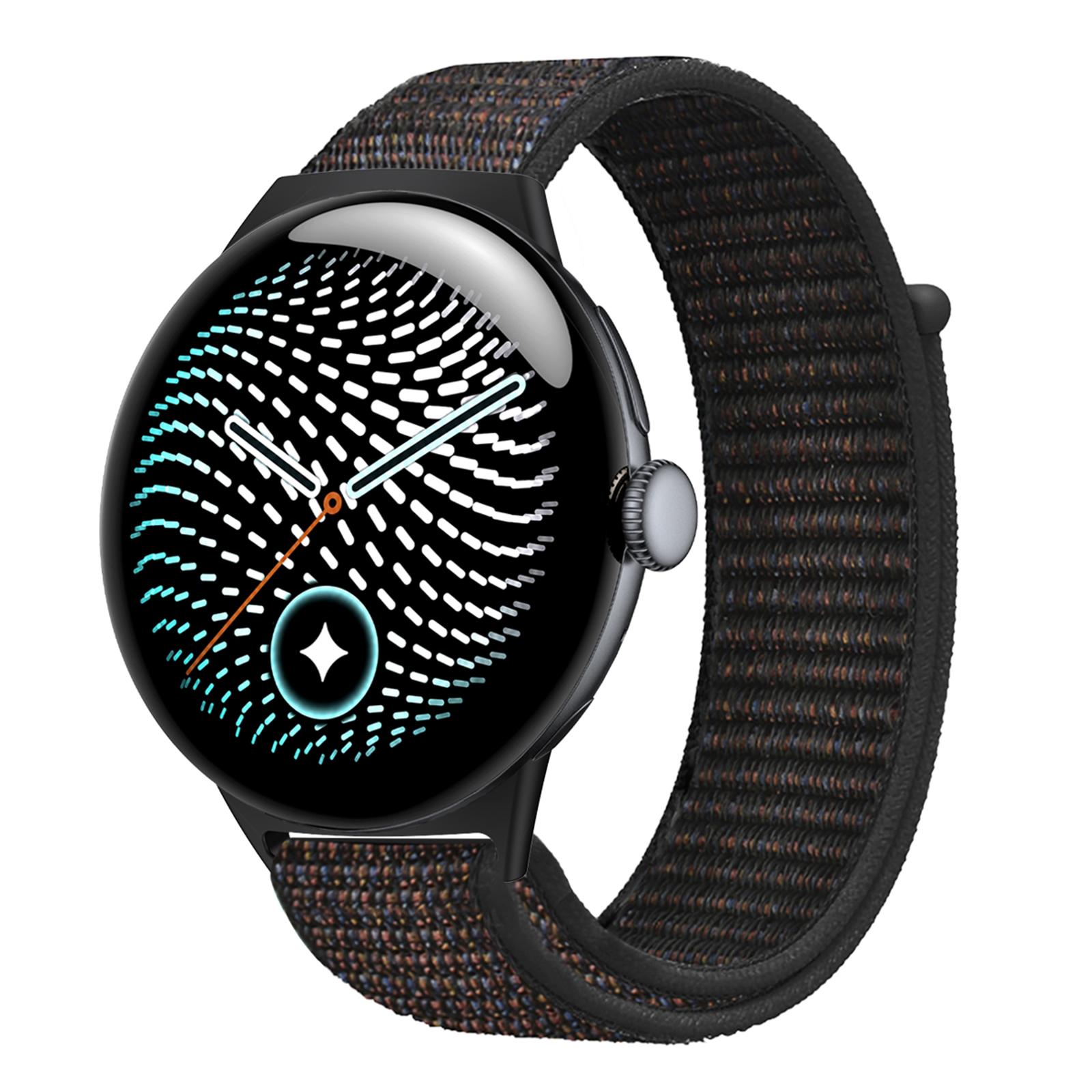 For Google Pixel Watch 5 / 4 / 3 45mm Nylon Woven Hook and Loop Fastener Watch Band(Sand Black) - Shopkiz.com