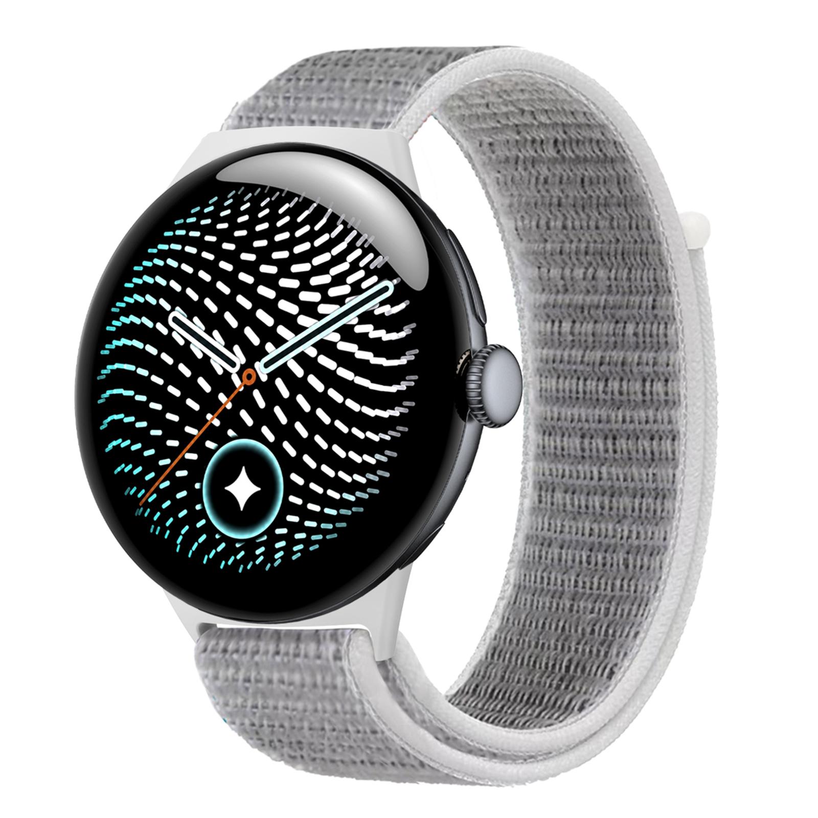 For Google Pixel Watch 5 / 4 / 3 45mm Nylon Woven Hook and Loop Fastener Watch Band(Gray White) - Shopkiz.com