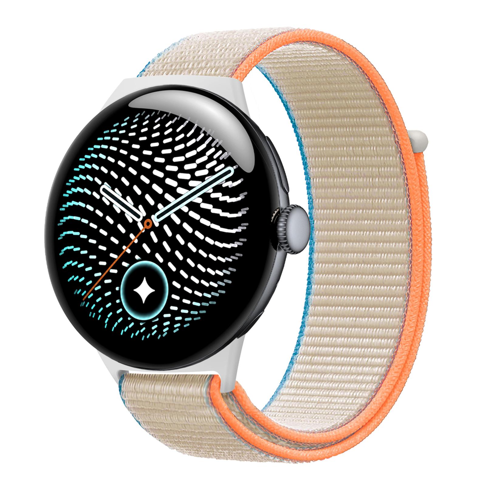 For Google Pixel Watch 5 / 4 / 3 45mm Nylon Woven Hook and Loop Fastener Watch Band(Cream White) - Shopkiz.com