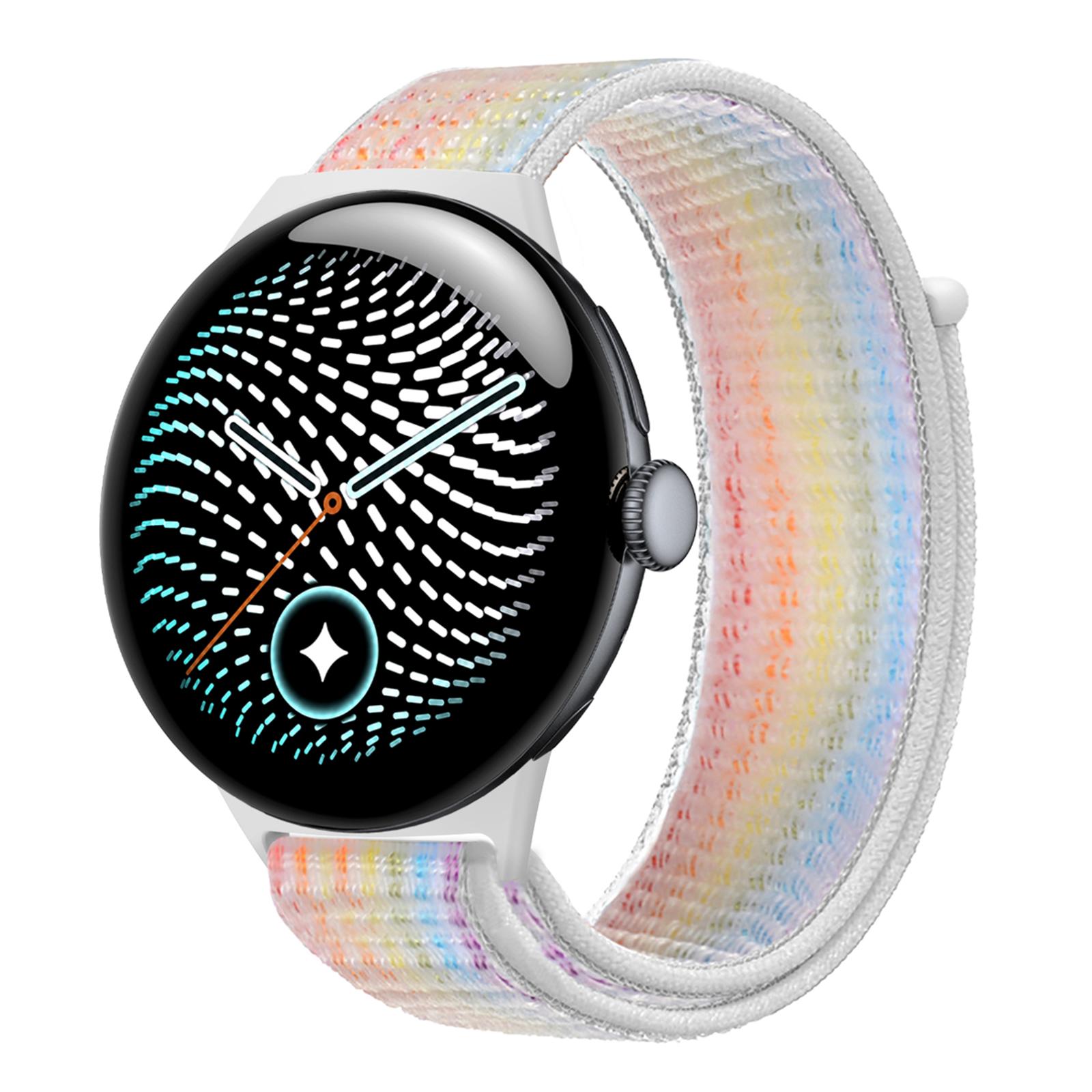 For Google Pixel Watch 5 / 4 / 3 45mm Nylon Woven Hook and Loop Fastener Watch Band(Colorful) - Shopkiz.com