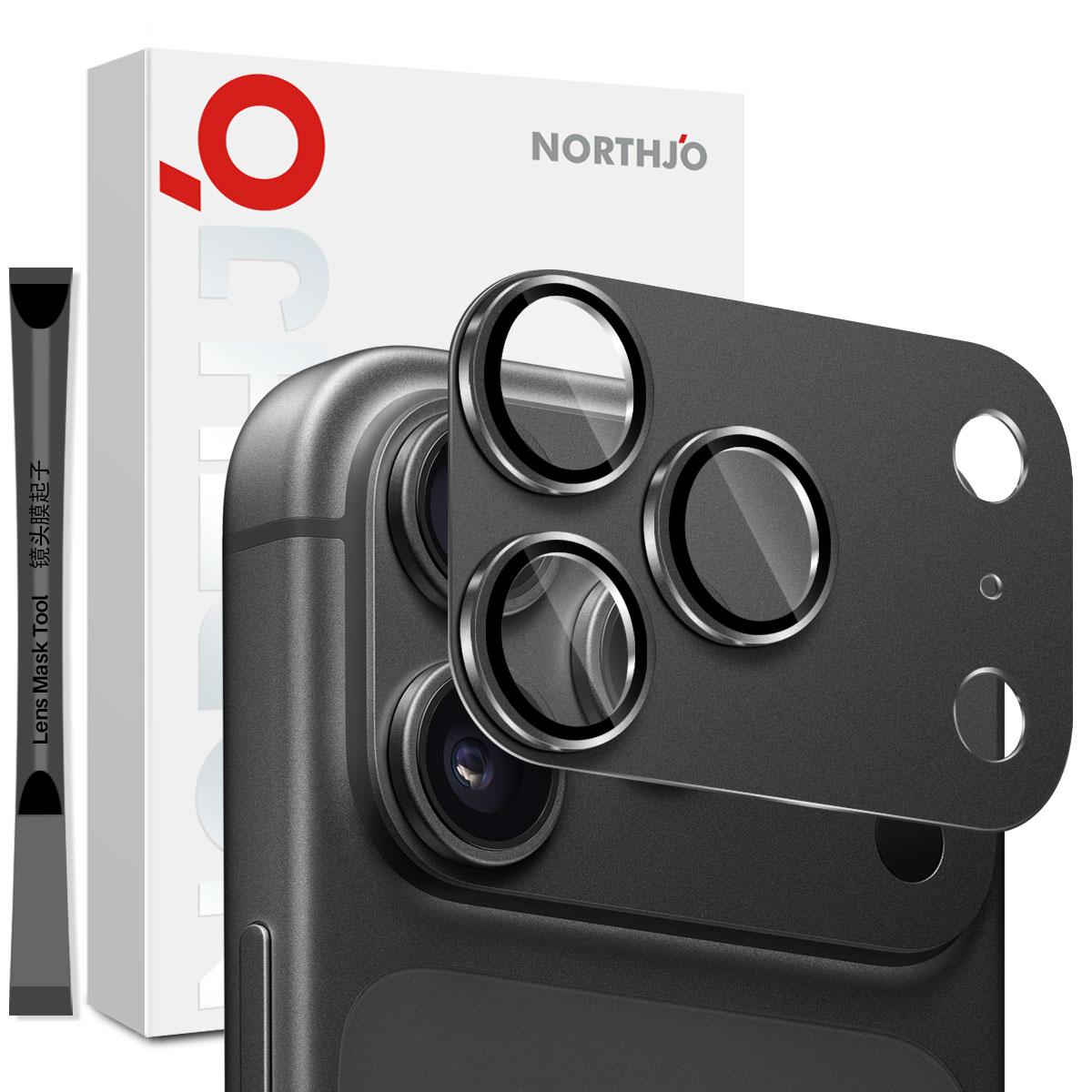 For iPhone 18 Pro NORTHJO Matte Camera Lens Metal Protector Tempered Glass Rear Lens Film(Black) - Shopkiz.com