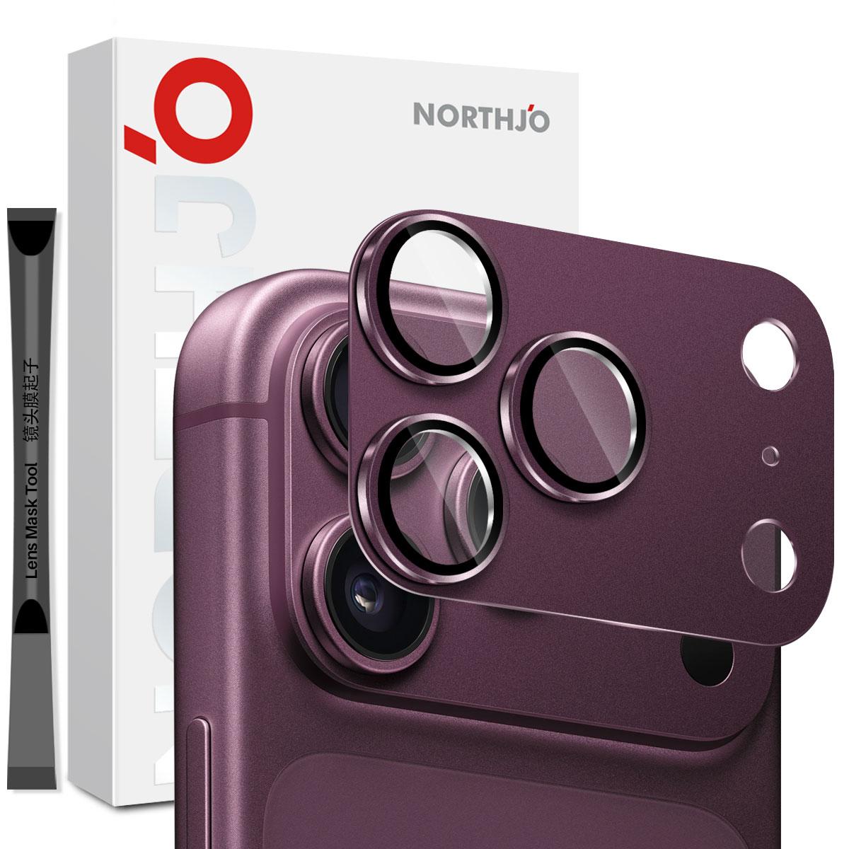 For iPhone 18 Pro NORTHJO Matte Camera Lens Metal Protector Tempered Glass Rear Lens Film(burgundy) - Shopkiz.com