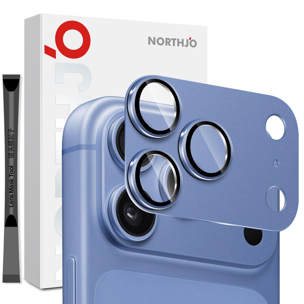 For iPhone 18 Pro NORTHJO Matte Camera Lens Metal Protector Tempered Glass Rear Lens Film(Blue) - Shopkiz.com