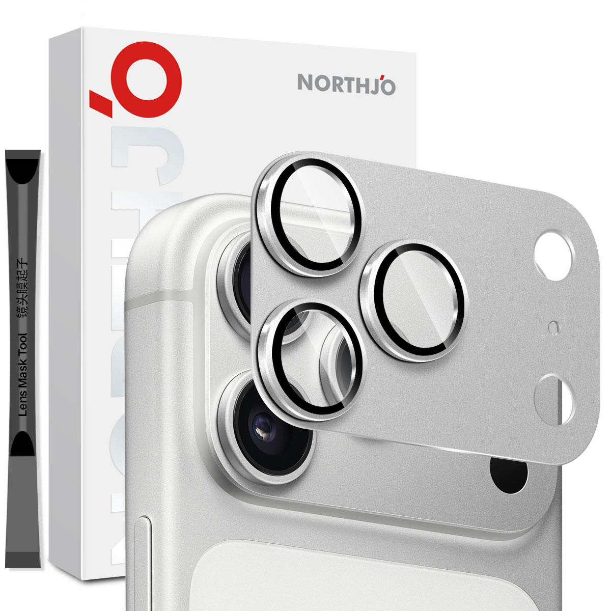 For iPhone 18 Pro Max NORTHJO Matte Camera Lens Metal Protector Tempered Glass Rear Lens Film(Silver) - Shopkiz.com