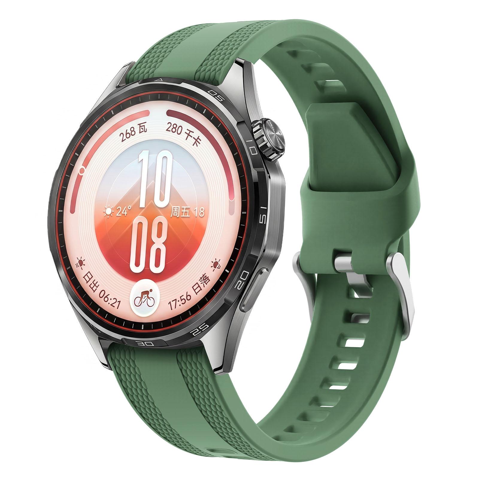 22mm Woven Texture Pin Buckle Solid Color Silicone Watch Band(Moss Green) - Shopkiz.com