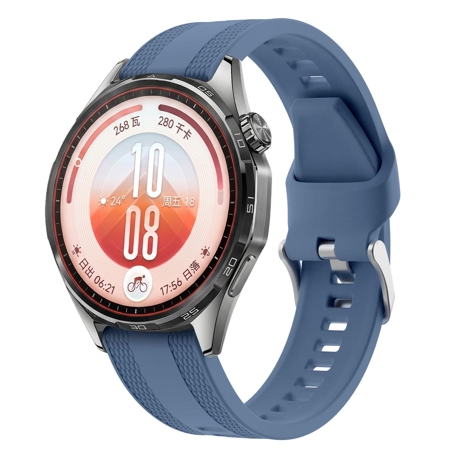 22mm Woven Texture Pin Buckle Solid Color Silicone Watch Band(Topaz Blue) - Shopkiz.com