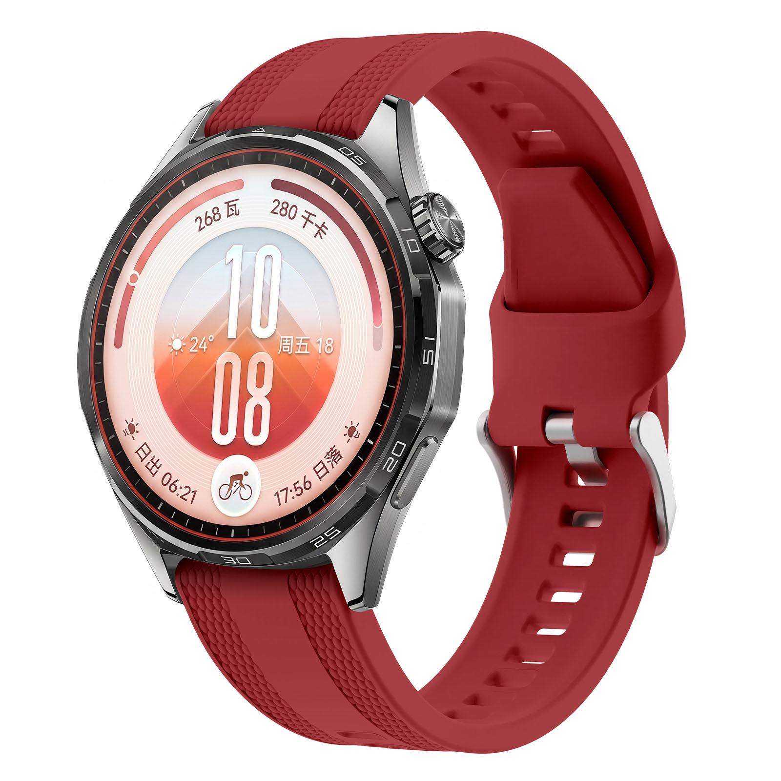 22mm Woven Texture Pin Buckle Solid Color Silicone Watch Band(Vitality Red) - Shopkiz.com