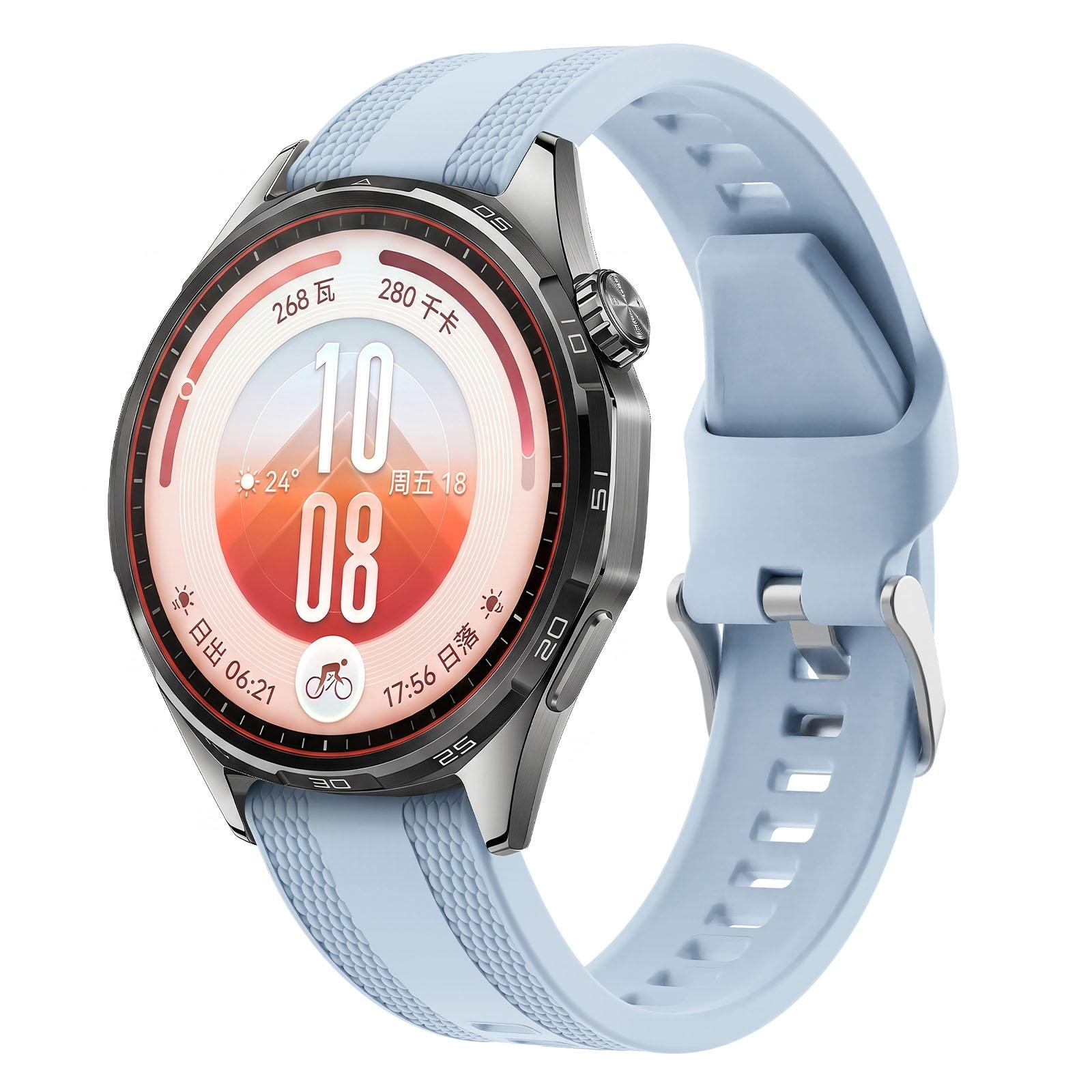 22mm Woven Texture Pin Buckle Solid Color Silicone Watch Band(Light Blue) - Shopkiz.com