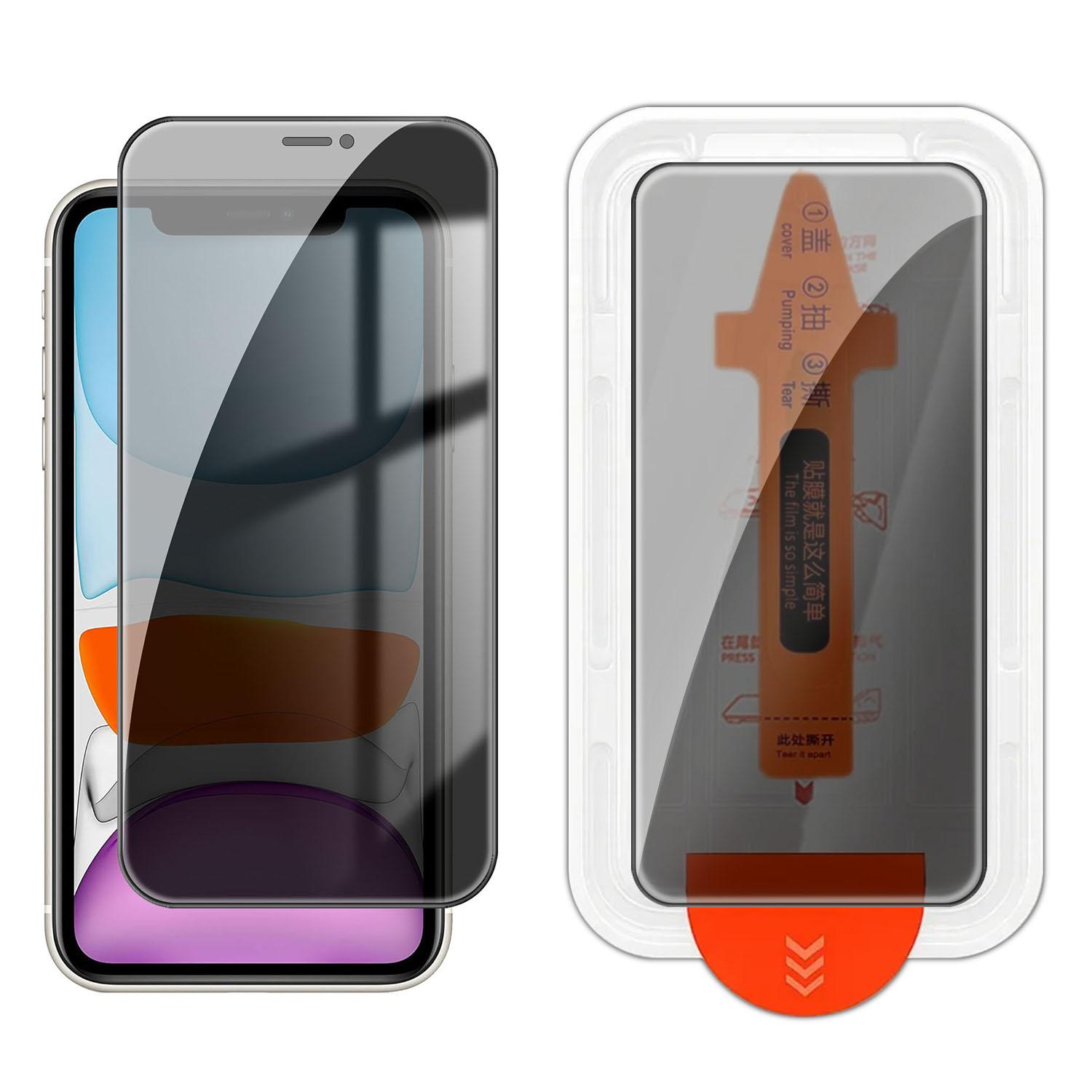 For iPhone 11 Easy Install Box Dust-Free Screen-Printed Privacy Tempered Glass Film - Shopkiz.com