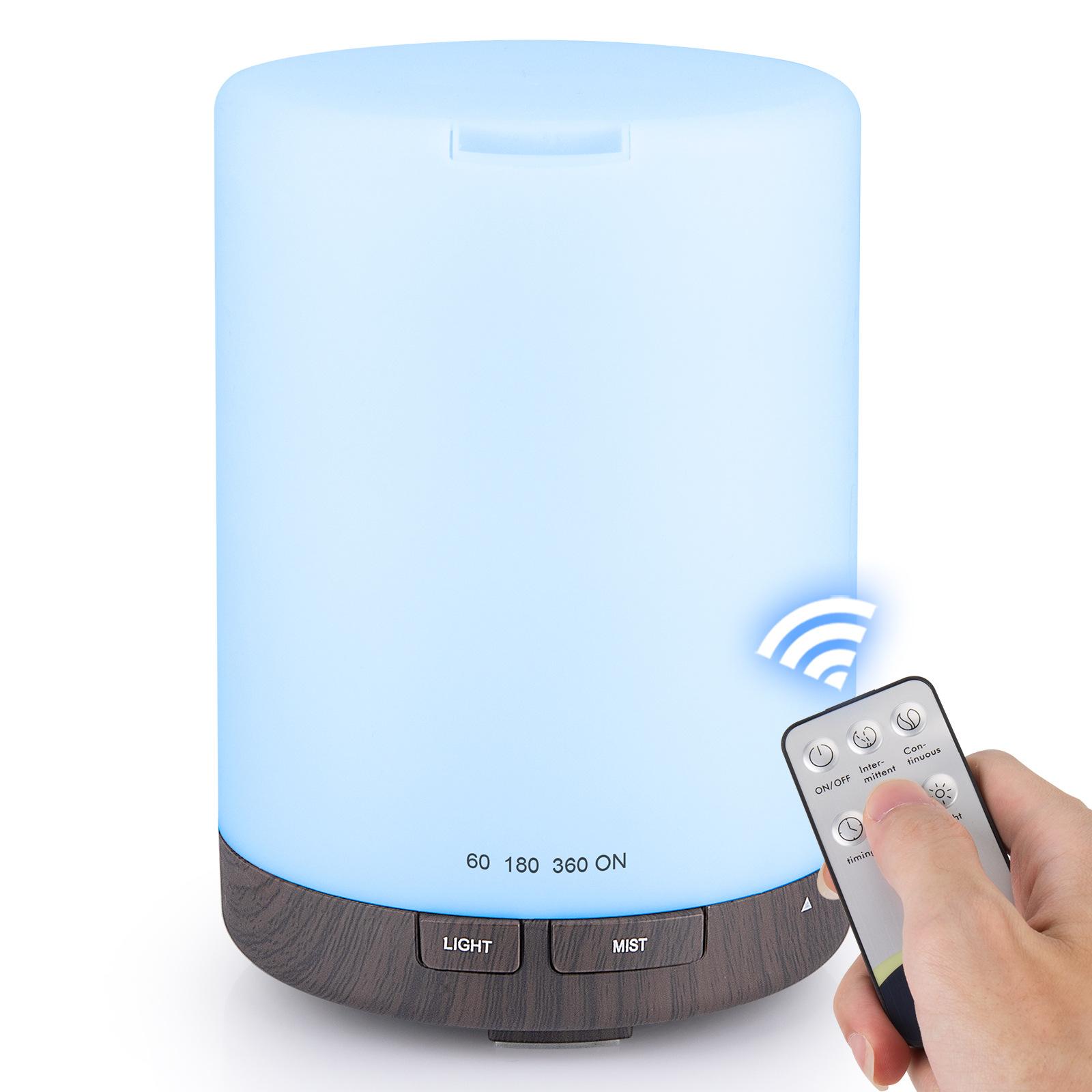 300ml Essential Oil Diffuser Ultrasonic Aroma Humidifier for Bedroom, 7 Color LED Lights, Plug:UK Plug(Dark Wood Grain) - Shopkiz.com