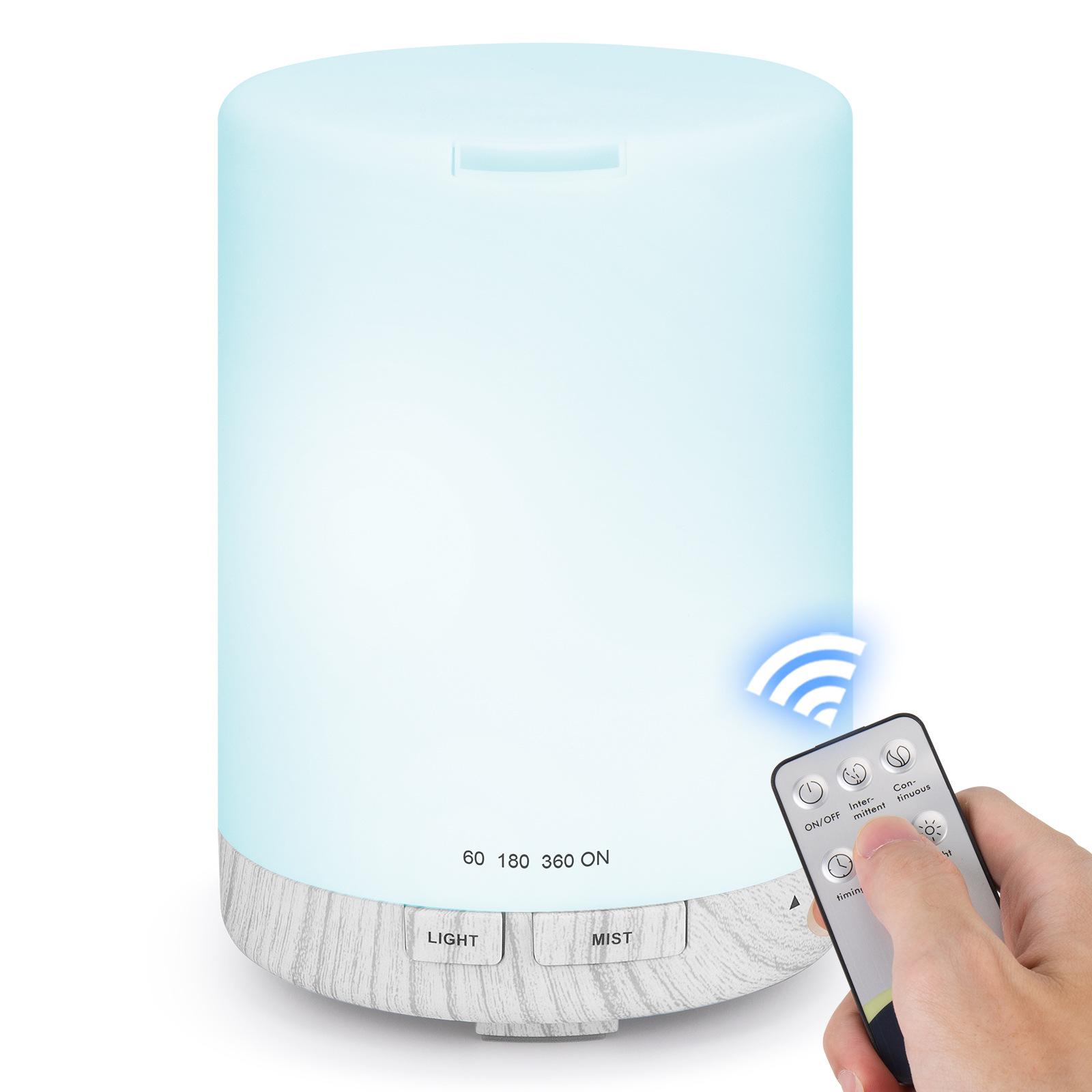 300ml Essential Oil Diffuser Ultrasonic Aroma Humidifier for Bedroom, 7 Color LED Lights, Plug:UK Plug(White Wood Grain) - Shopkiz.com