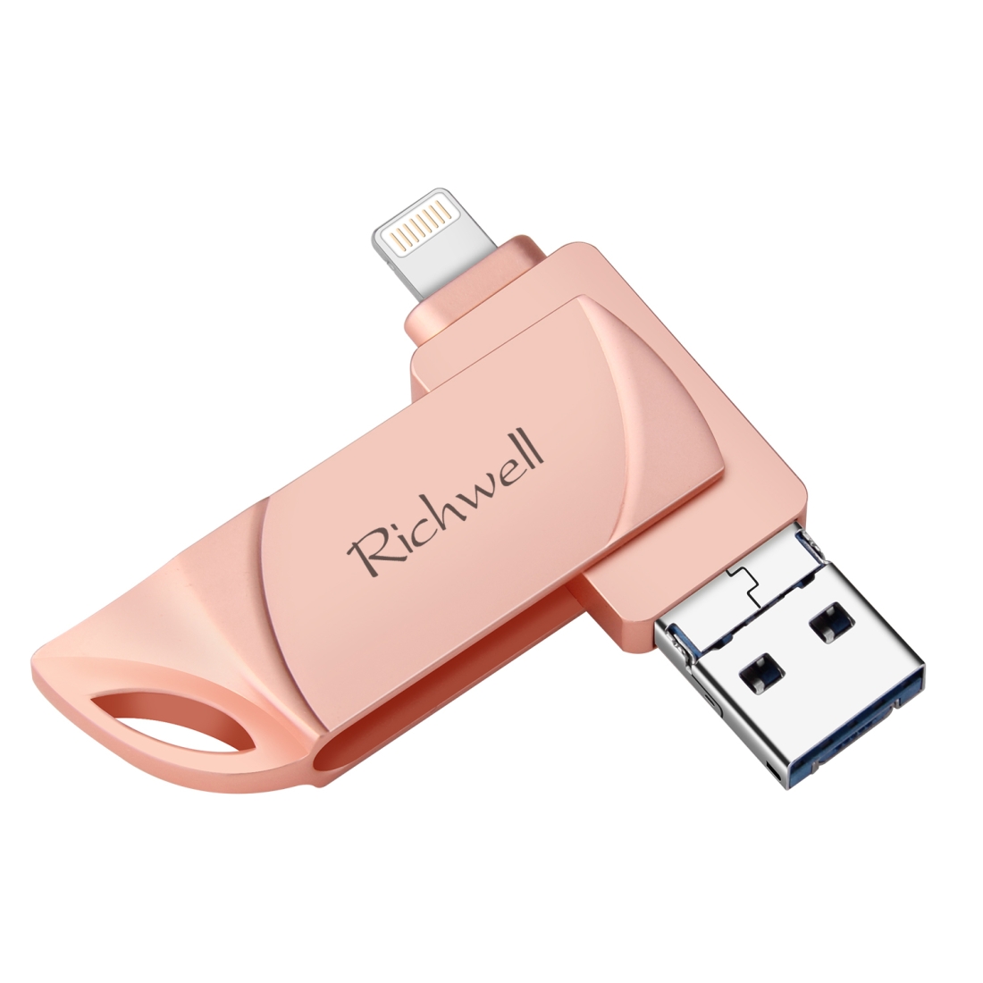 Richwell DXZ64 USB Flash Disk 64G 3 in 1 Micro USB + 8 Pin + USB 3.0 Compatible IPhone & IOS(Rose Gold) - Shopkiz.com