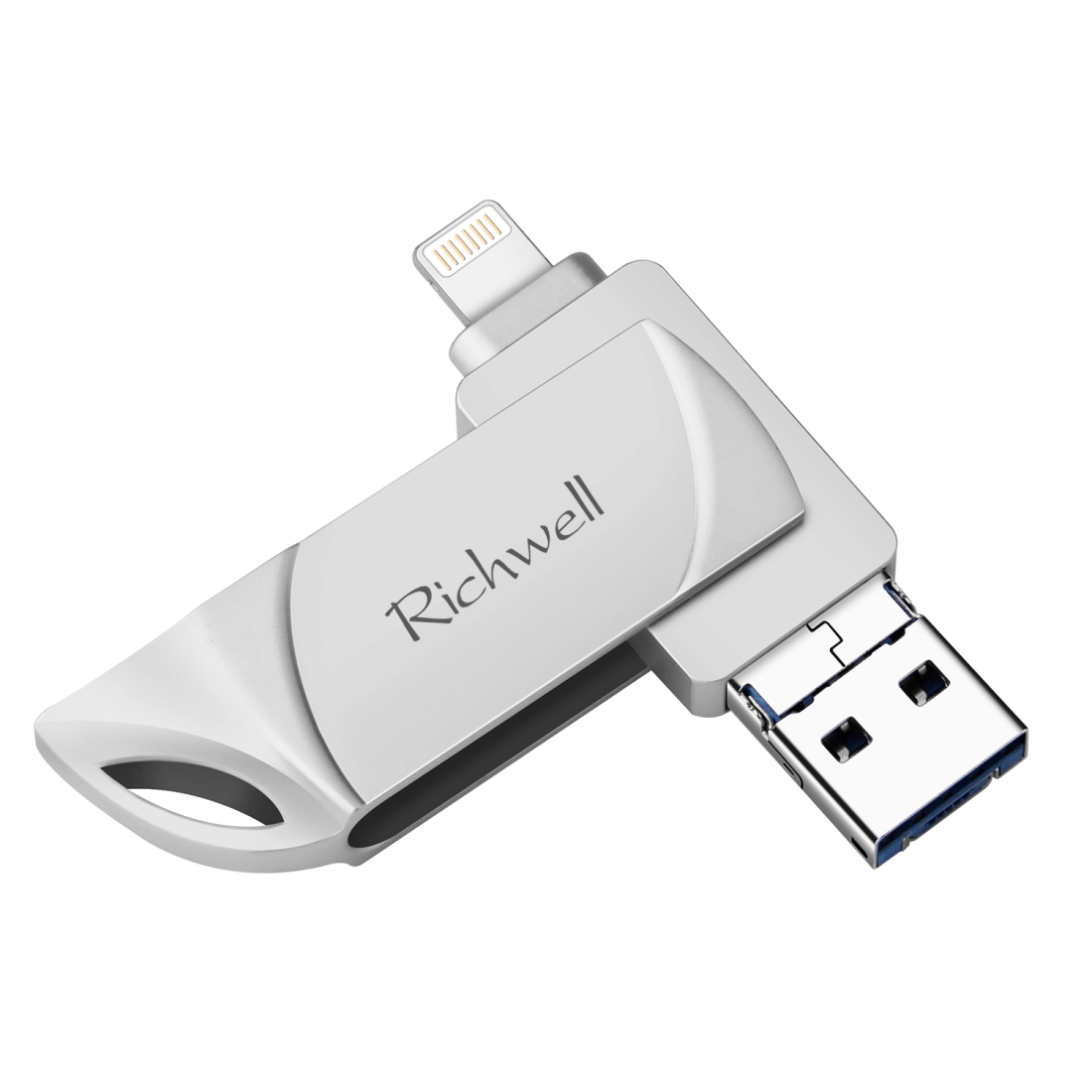 Richwell DXZ65 USB Flash Disk 32G 3 in 1 Micro USB + 8 Pin + USB 3.0 Compatible IPhone & IOS(Silver) - Shopkiz.com
