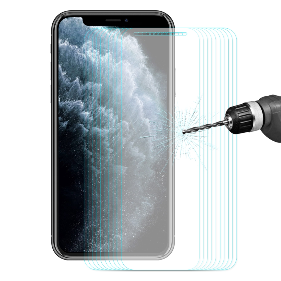 For iPhone 11 Pro 10pcs ENKAY Hat-prince 0.26mm 9H 2.5D Curved Edge Tempered Glass Film - Shopkiz.com