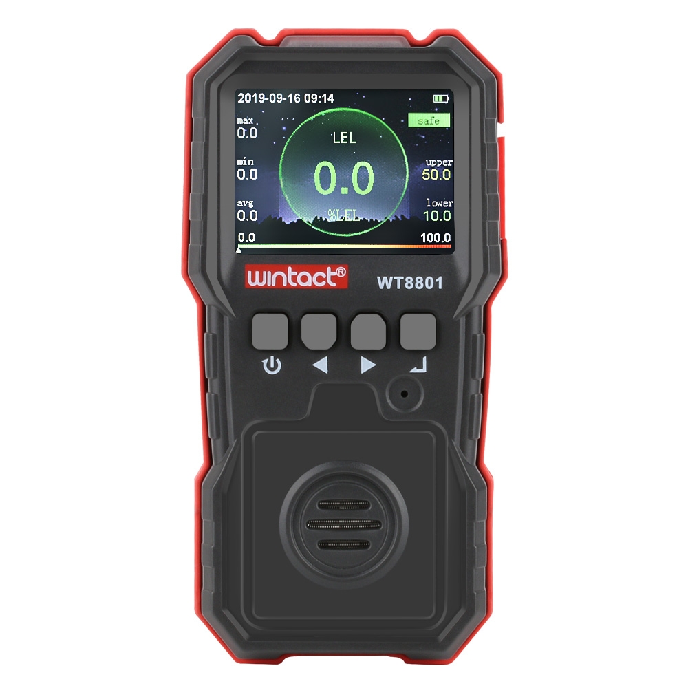 WINTACT WT8801 Combustible Gas Monitor Professional Rechargeable Gas Sensor High Sensitive Sound-light Vibration Alarm Digital Gas Detector -