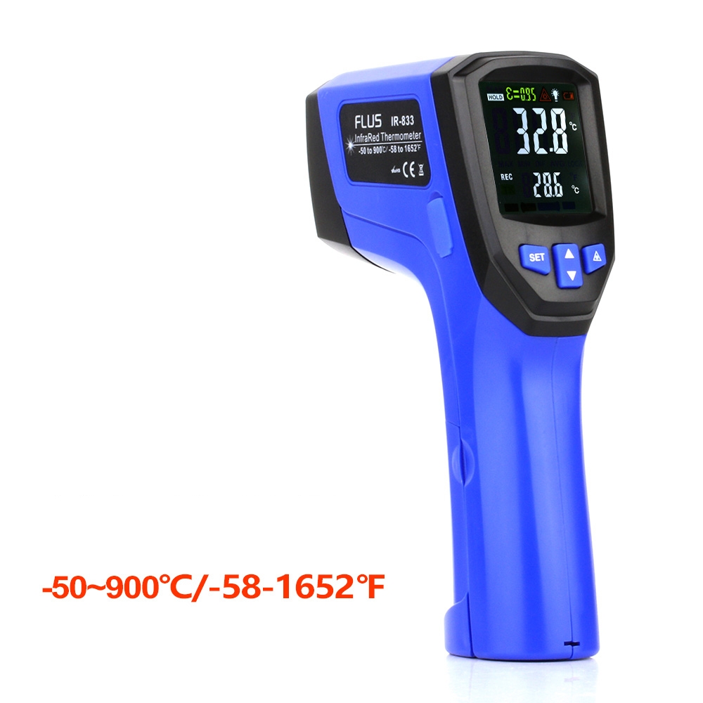 FLUS IR-833 -50~900℃ LCD Color Display Double Laser Point Handheld Digital Electronic Outdoor Hygrometer Thermometer - Shopkiz.com