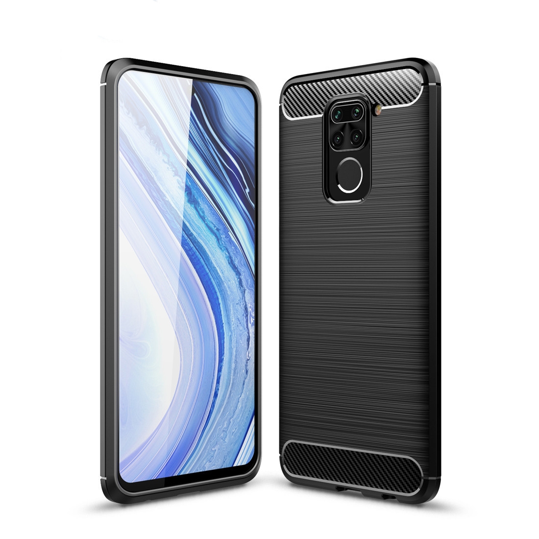 For Xiaomi Redmi Note 9 Brushed Texture Carbon Fiber TPU Case(Black)