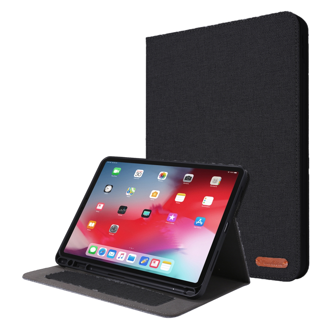 For iPad Pro 11(2020) Horizontal Flip TPU + Fabric PU Leather Protective Tablet Case with Name Card Clip(Black) - Shopkiz.com