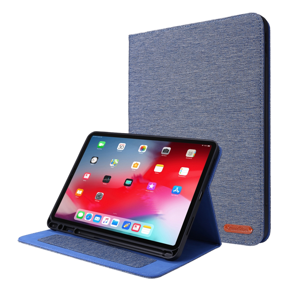 For iPad Pro 11(2020) Horizontal Flip TPU + Fabric PU Leather Protective Tablet Case with Name Card Clip(Deep Blue) - Shopkiz.com