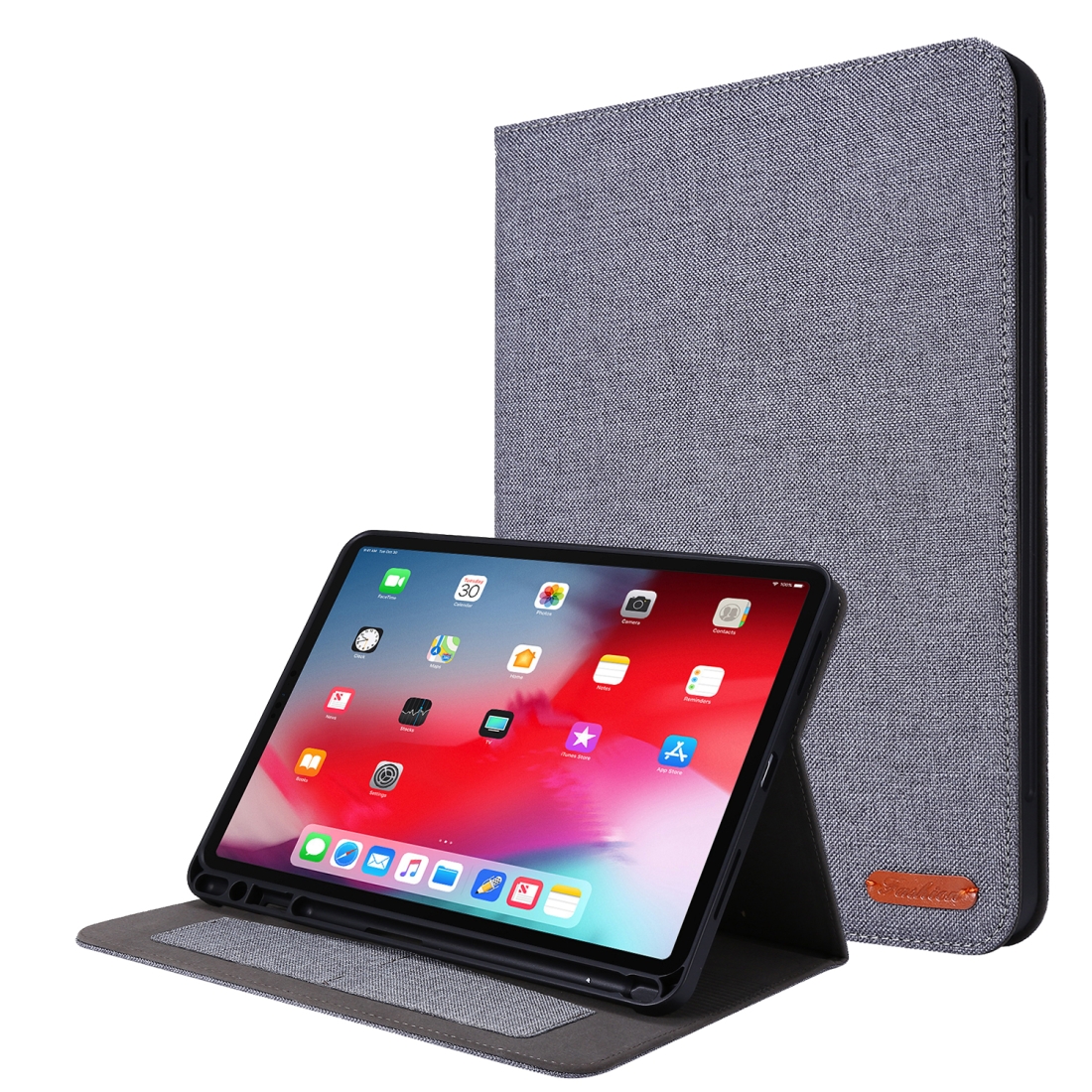 For iPad Pro 11(2020) Horizontal Flip TPU + Fabric PU Leather Protective Tablet Case with Name Card Clip(Gray) - Shopkiz.com