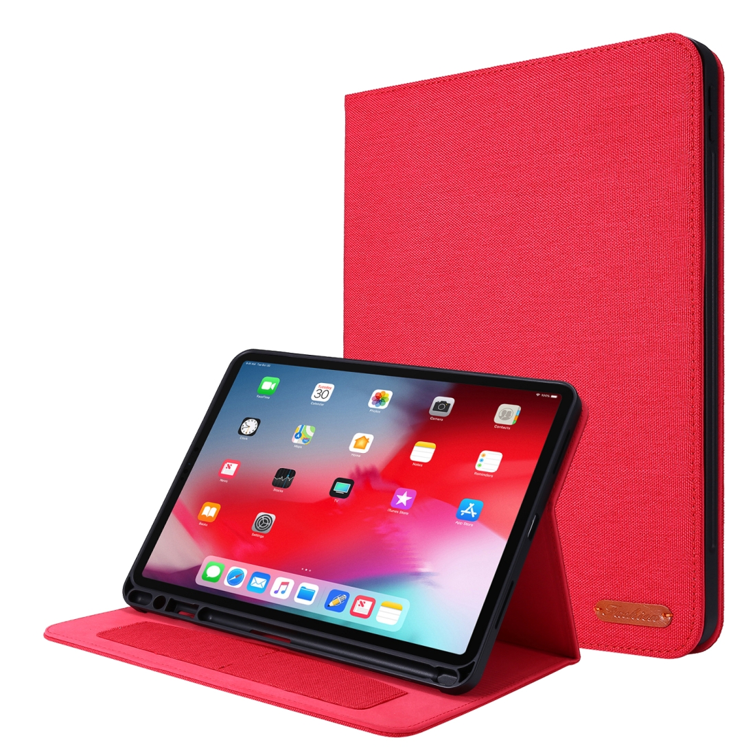 For iPad Pro 11(2020) Horizontal Flip TPU + Fabric PU Leather Protective Tablet Case with Name Card Clip(Red) - Shopkiz.com