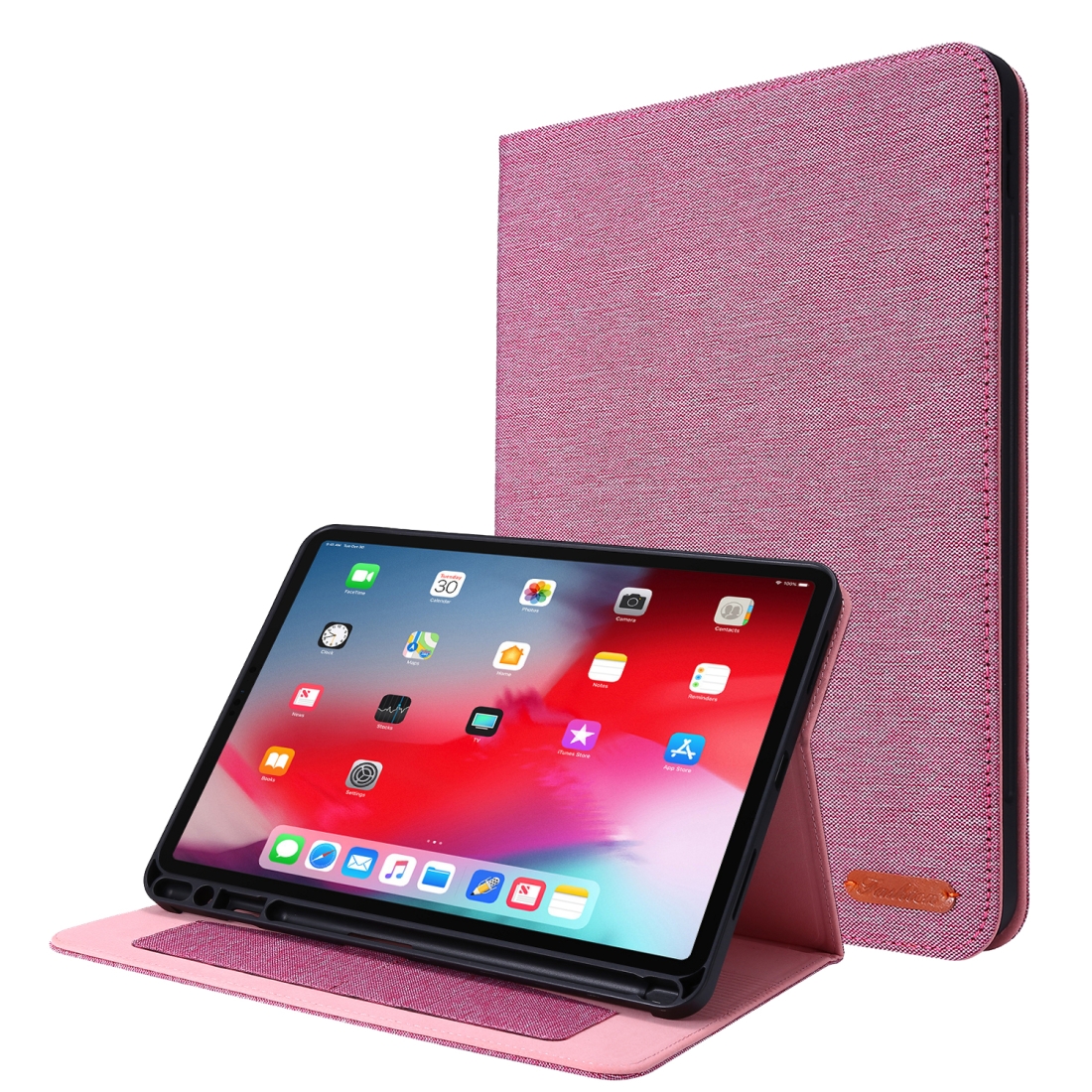 For iPad Pro 11(2020) Horizontal Flip TPU + Fabric PU Leather Protective Tablet Case with Name Card Clip(Rose Red) - Shopkiz.com