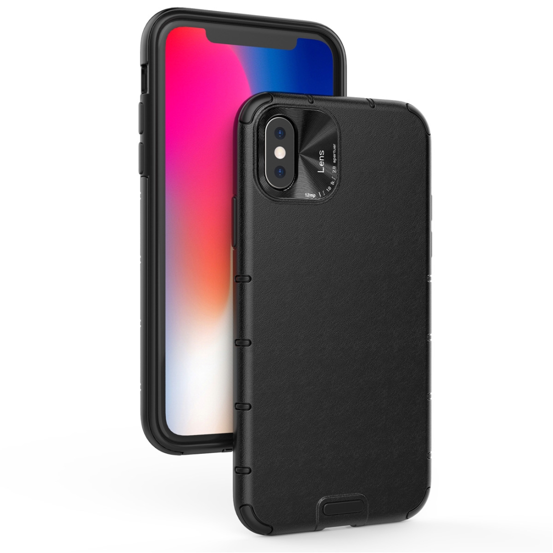 For iPhone XS Max Shockproof Grain Leather PC + TPU Case(Black) - Shopkiz.com