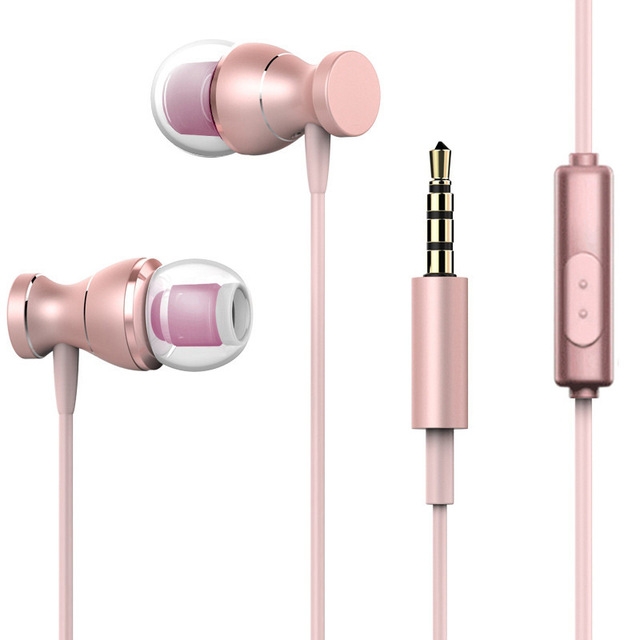 3.5mm Jack Noise Reduction Wire-controlled Earphone for Android Phones / PC / MP3 Players / Laptops, Cable Length: 1.2m(Rose Gold) - Shopkiz.com