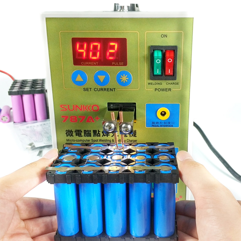 SUKKO LED Pulse Battery Spot Welder + Spot Welding Machine Micro-computer Micro Welding with LED Light+Battery Clamp, 220V EU Plug - Shopkiz.com