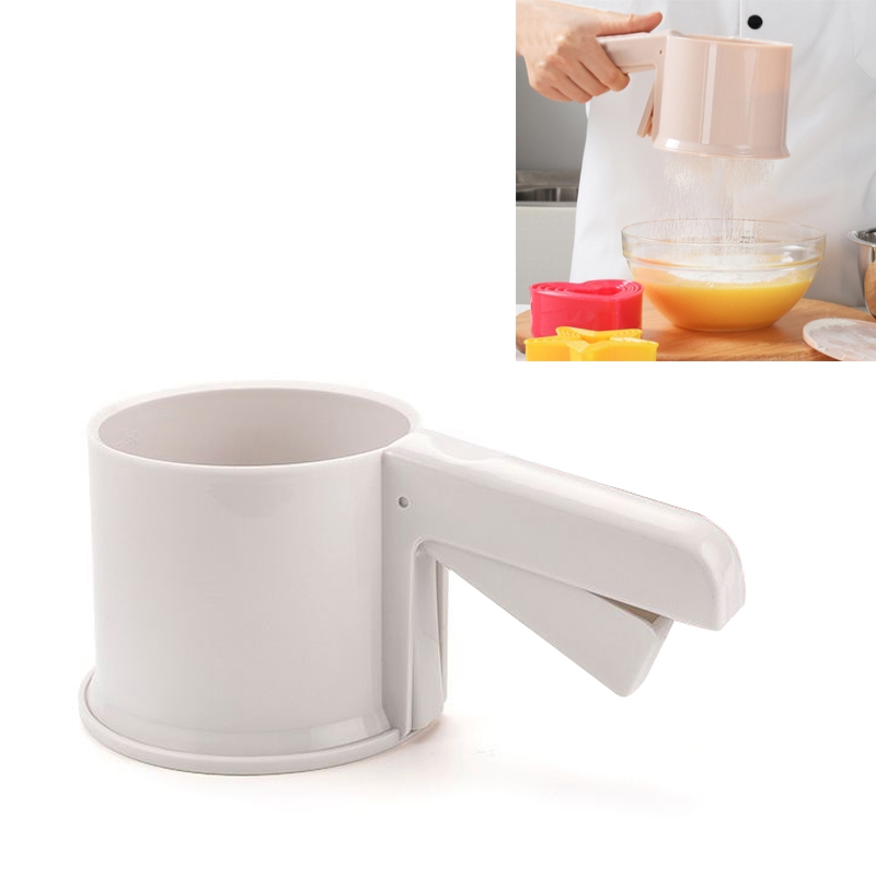 Manual Powder Sieve Baking Tool Flour Filter(White)