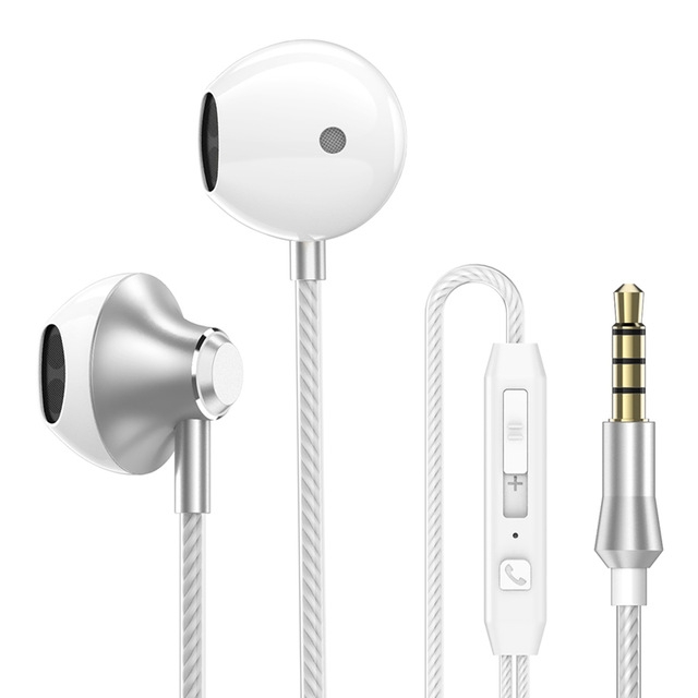 PTM D31 Hands Free Call Stereo Bass Earphones with Mic for Samsung / Xiaomi Phones(Silver) - Shopkiz.com