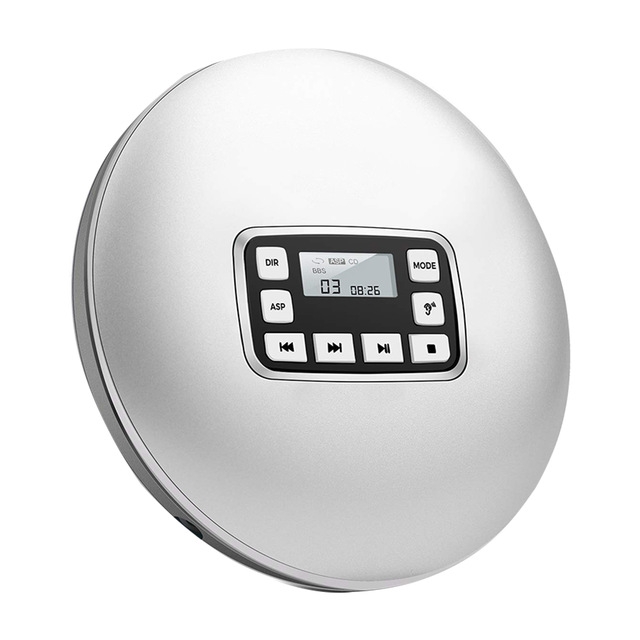 Compt Disc Headphone Jk Music CD Player Portable With Electronic Skip Shockproof Round Electric Protection HIFI oustic(White) - Shopkiz.com