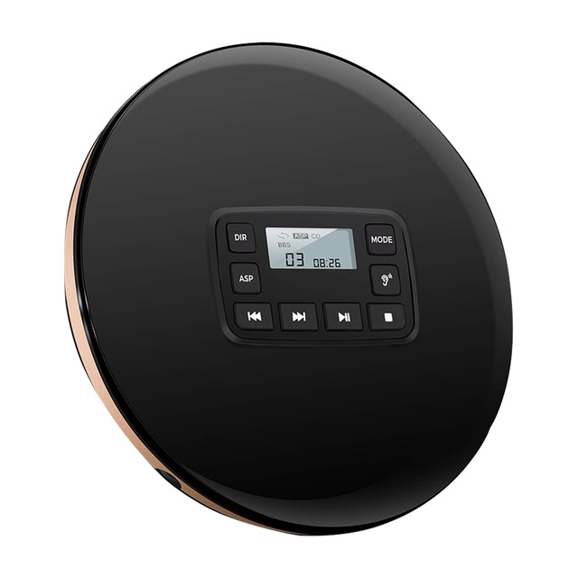 Compt Disc Headphone Jk Music CD Player Portable With Electronic Skip Shockproof Round Electric Protection HIFI oustic(Black) - Shopkiz.com