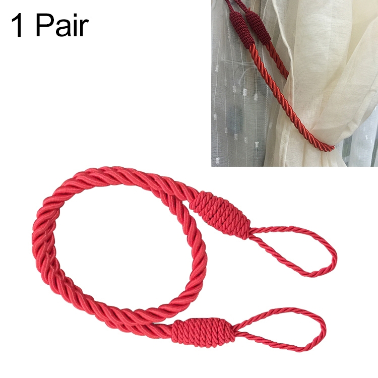 1 Pair Hand-wound Curtain Straps Curtain Rope Curtain Tassels Straps(Red) - Shopkiz.com