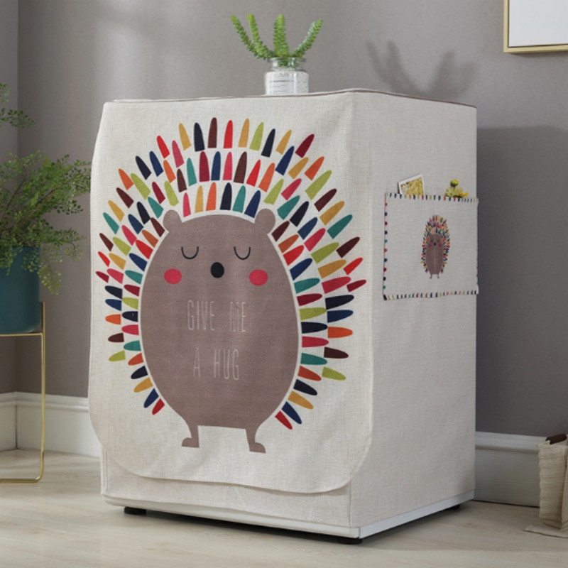 Cartoon Cotton and Linen Drum Roller Washing Machine Dust Cover, Size:83x60x60cm(Hedgehog) - Shopkiz.com