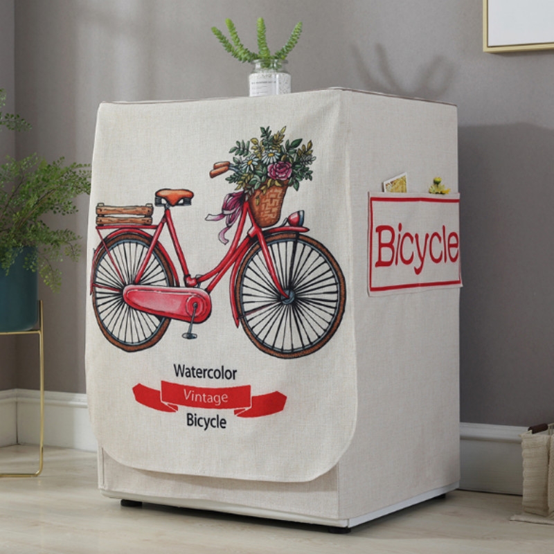 Cartoon Cotton and Linen Drum Roller Washing Machine Dust Cover, Size:83x60x60cm(Bike) - Shopkiz.com
