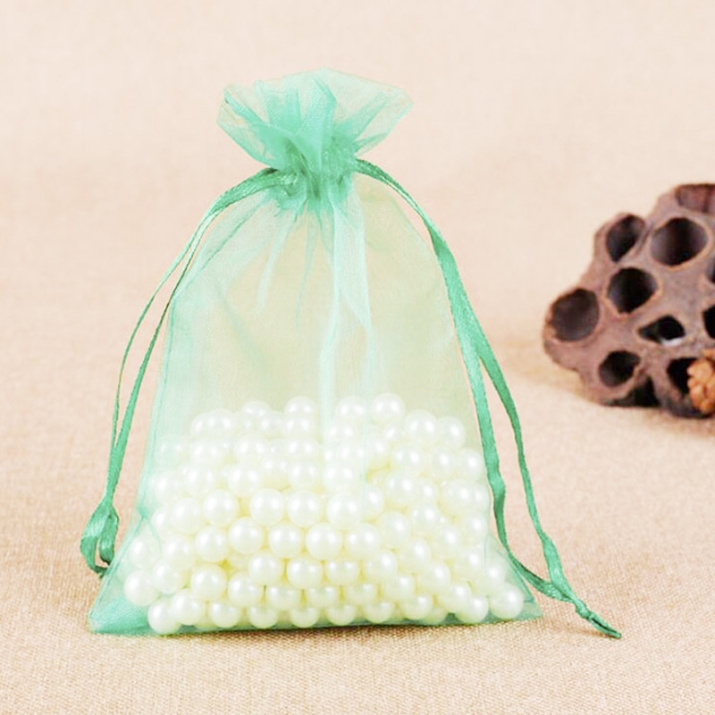 100 PCS Gift Bags Jewelry Organza Bag Wedding Birthday Party Drawable Pouches, Gift Bag Size:20x30cm(Light Green) - Shopkiz.com