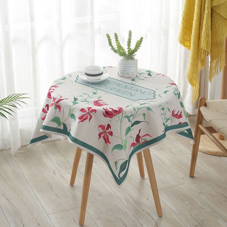 Greenery Linen Tablecloth Restaurant Bar Household Tablecloth, Size:140x140cm(Leafy) - Shopkiz.com