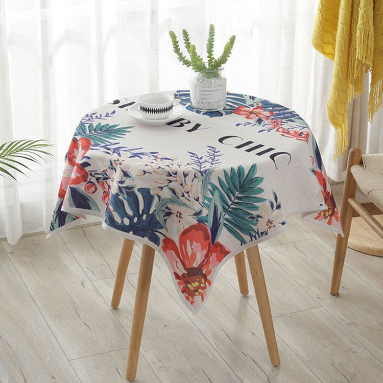 Greenery Linen Tablecloth Restaurant Bar Household Tablecloth, Size:140x140cm(Watercolor Banana Leaves) - Shopkiz.com