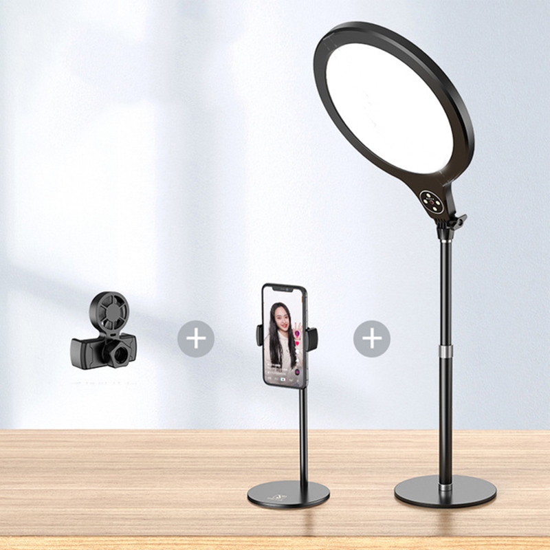 10 inch 26cm Live Broadcast Photography Desktop Beauty Fill Light Bracket, Style:Medium Version+Cooling Bracket(Black) - Shopkiz.com