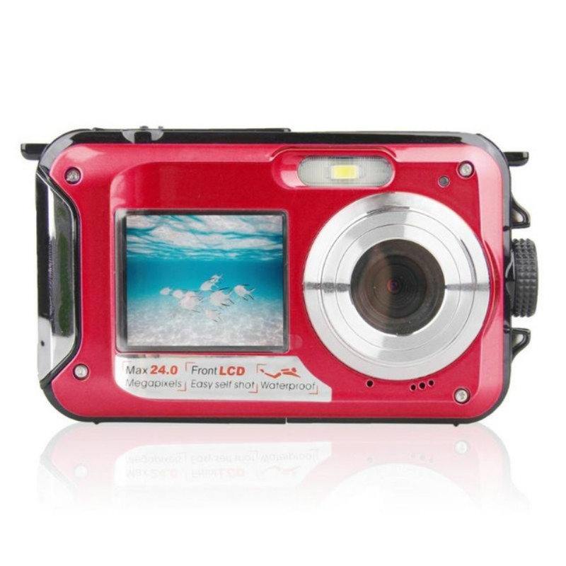 W8D Dual Screen Camera Waterproof HD Digital Camera DV Camcorder(Red) - Shopkiz.com