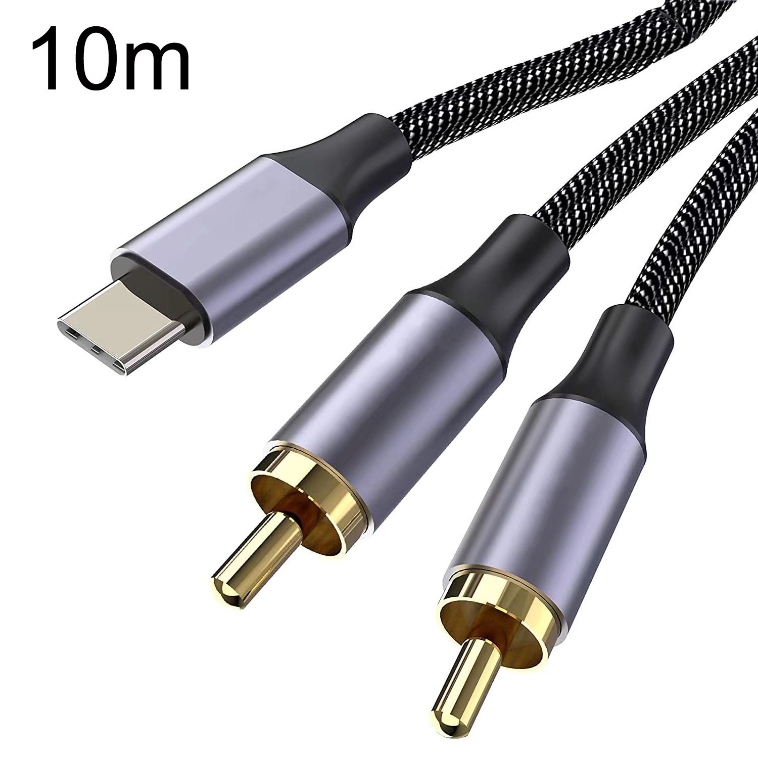 10m Gold Plated Type-C/USB-C Jack to 2 x RCA Male Stereo Audio Cable - Shopkiz.com