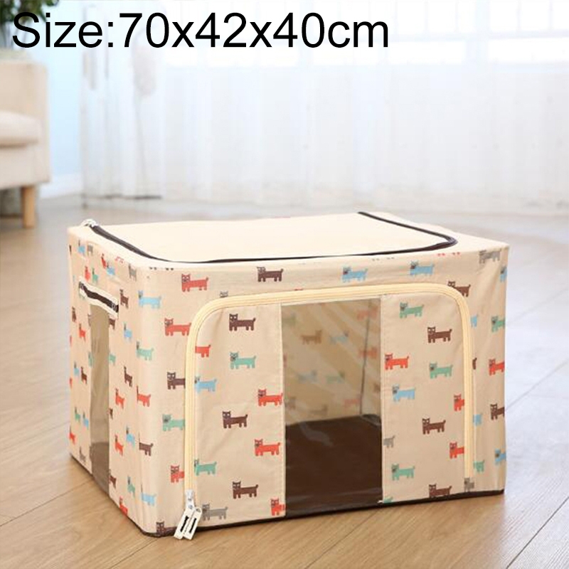 Folding Storage Box Non Woven Fabric With Zipper Moisture-proof Clothes Storage Box, Size:125L 70x42x40cm(Beige Dog) - Shopkiz.com