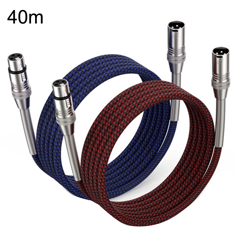 2pcs LHD010 Caron Male To Female XLR Dual Card Microphone Cable Audio Cable 40m(Red + Blue) - Shopkiz.com