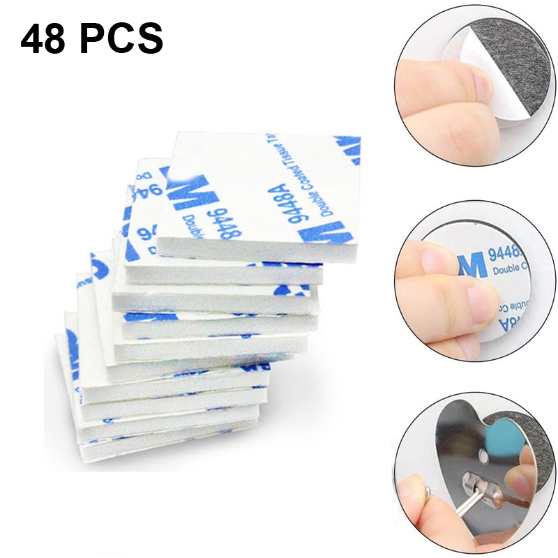 48 PCS  65x76x1.5mm Square EVA Foam Double-sided Adhesive High-viscosity Sponge Sticker(White) - Shopkiz.com